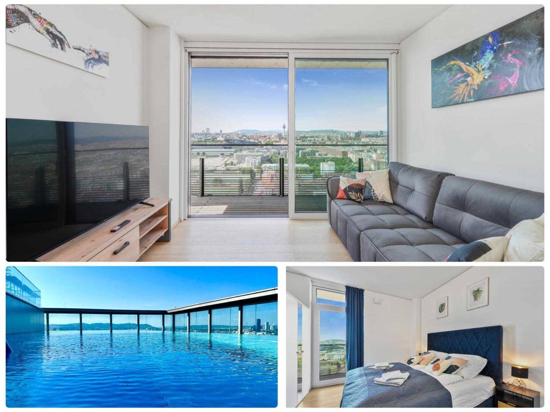 Luxury Penthouse I Rooftop Pool I Self Check-In Виена Екстериор снимка